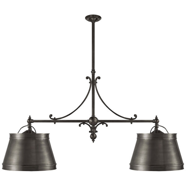 Sloane Double Shop Pendant in Bronze with Bronze Shades by Chapman and Myers, image 1
