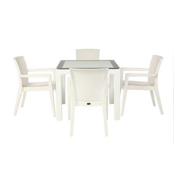 Montana White Five-Piece Outdoor Dining Set, image 1