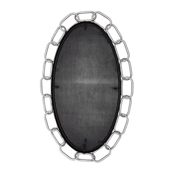 Chains of Love Matte Black Textured Silver 24 x 40 Inch Oval Wall Mirror, image 3
