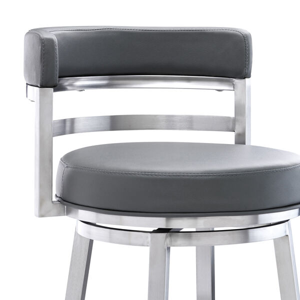 Madrid Gray and Stainless Steel 30-Inch Bar Stool, image 4