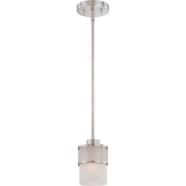 Fusion Brushed Nickel Mini Pendant w/Frosted Glass, image 1