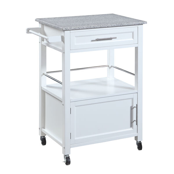Dylan White Kitchen Cart with Granite Top, image 2