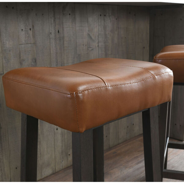 Lauri Caramel and Dark Brown Backless Counterstool, image 5