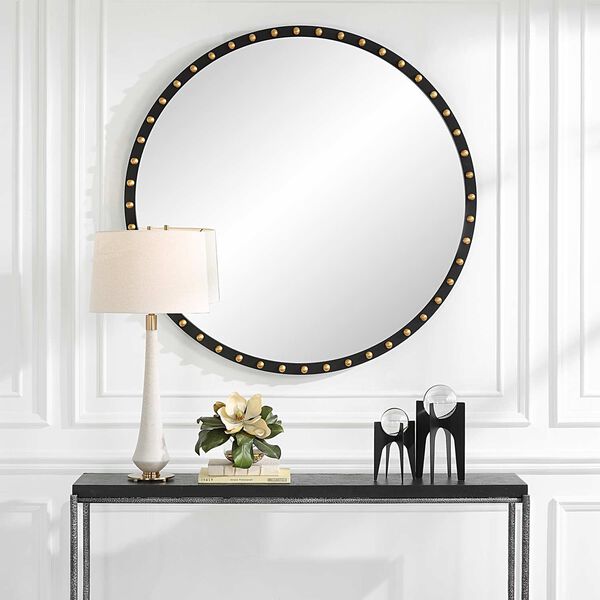 Sele Matte Black Round Wall Mirror, image 3