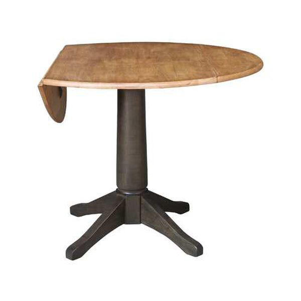Hickory Washed Coal Round Top Dual Drop Leaf Pedestal Dining Table, image 4