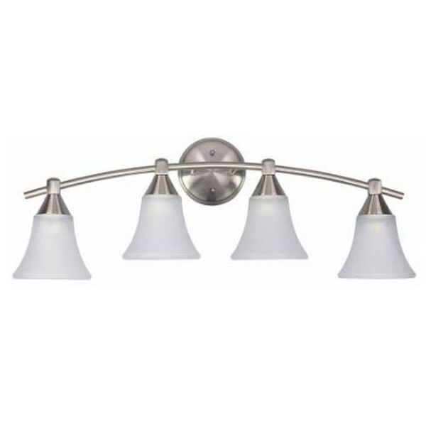 Grace Brushed Pewter Four-Light Bath Fixture with White Flat Opal Glass, image 1