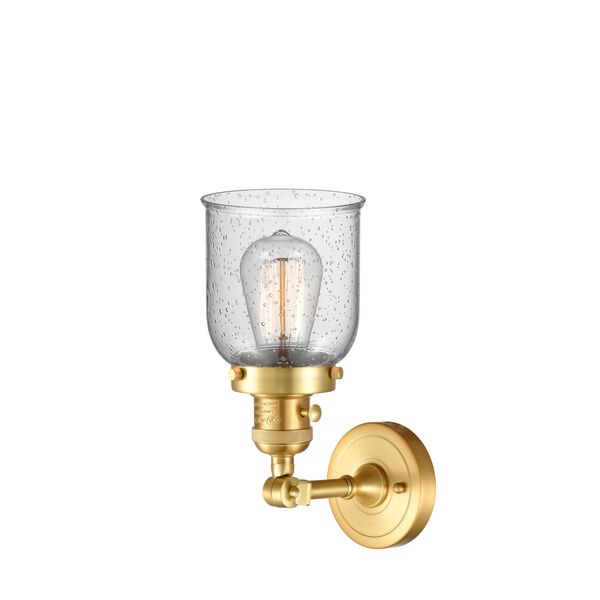 Franklin Restoration Satin Gold 10-Inch One-Light Wall Sconce with Seedy Small Bell Shade, image 2