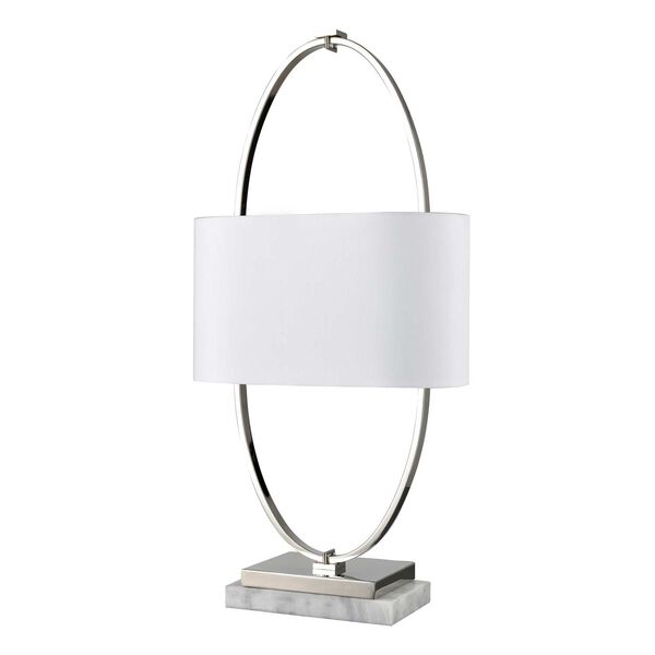 Gosforth Polished Nickel and White One-Light Table Lamp, image 3