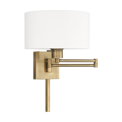 Eleganta Brushed Satin Brass Swing Arm Wall Lamp with Cord Cover