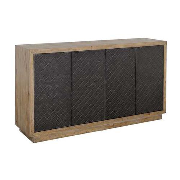 Lennox Natural Black Credenza with Four Doors, image 1