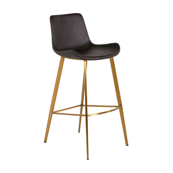 Hines Charcoal Brown and Stainless Gold 30-Inch Bar Stool, image 1