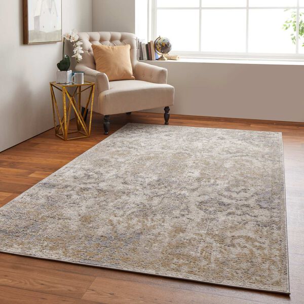 Camellia Classic Medallion Gray Ivory Gold Rectangular 4 Ft. 3 In. x 6 Ft. 3 In. Area Rug, image 4