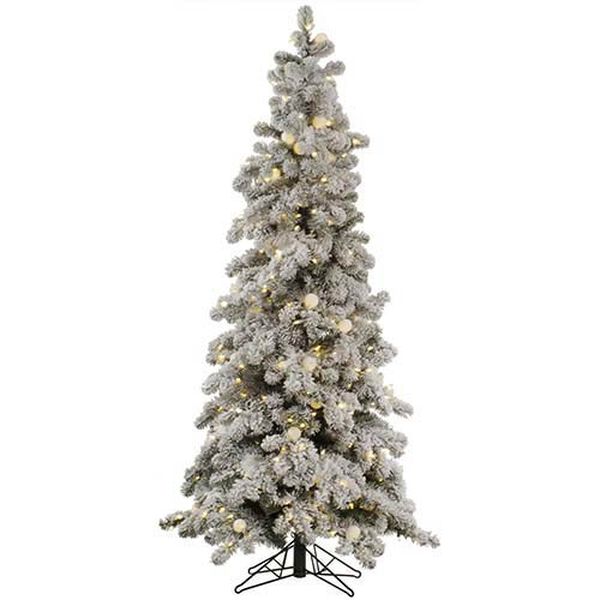Flocked Kodiak 6 Foot x 36-Inch Christmas Tree with 450 Warm White LED Lights, image 1