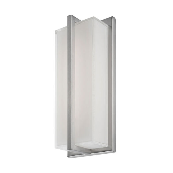Nickel 12-Inch One-Light LED Sconce with Rectangular Frosted Glass, image 1