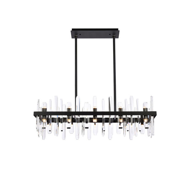 Serena Black and Clear 36-Inch Rectangle Chandelier, image 1