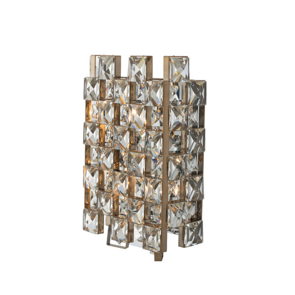 Piazze Brushed Champagne Gold Three-Light Wall Sconce with Firenze Crystal, image 1