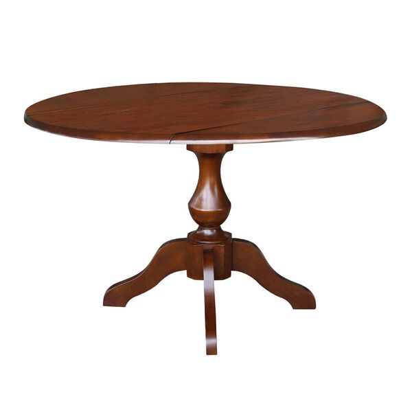 Espresso 30-Inch Round Pedestal Dual Drop Leaf Dining Table, image 1
