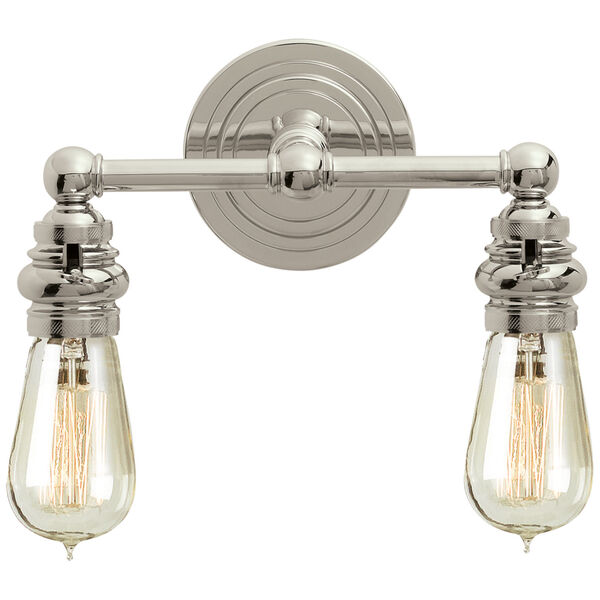 Boston Functional Double Light in Polished Nickel by Chapman and Myers, image 1