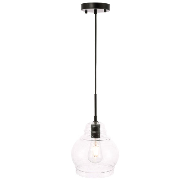 Pierce Black Eight-Inch One-Light Mini Pendant with Clear Seeded Glass, image 6