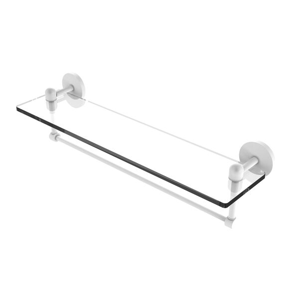 Tango Matte White 22-Inch Glass Vanity Shelf with Integrated Towel Bar, image 1
