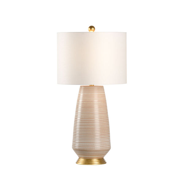 Taupe, White and Antique Gold Leaf One-Light Table Lamp, image 1