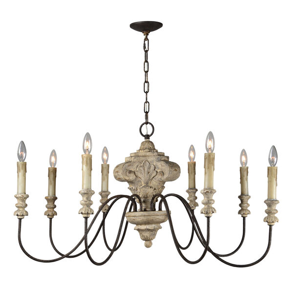 Weathered Wood 40-Inch Eight-Light Chandelier, image 1