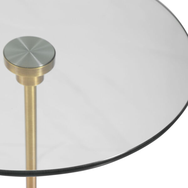 Portsmouth Brushed Brass and White Round Accent Table, image 3