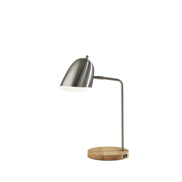 Jude Brushed Steel and Natural One-Light Desk Lamp, image 1