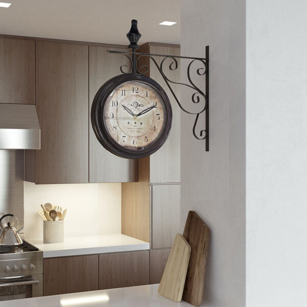 Brown and Tan 16-Inch Double Sided Wall Clock, image 3