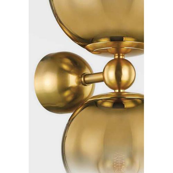 Kyoto Vintage Polished Brass Two-Light Wall Sconce, image 3