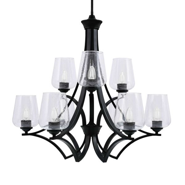 Zilo Nine-Light Chandelier with Five-Inch Clear Bubble Glass, image 1