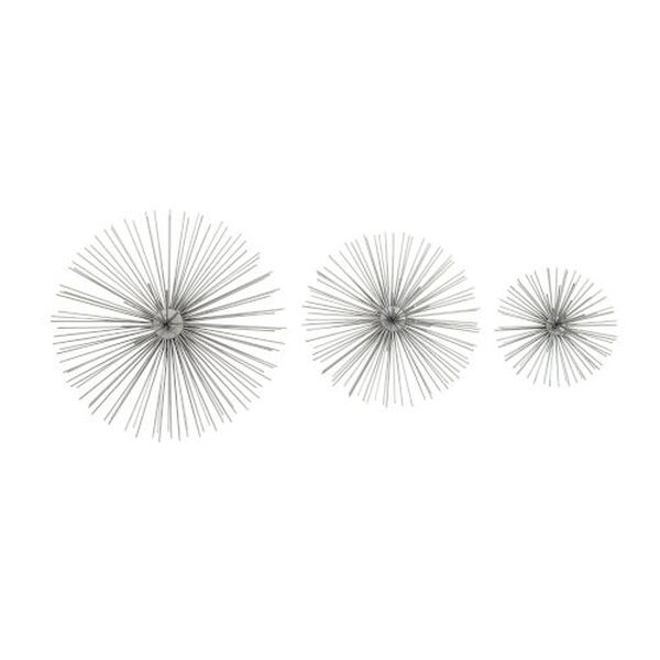 Silver Starburst Abstract Wall Décor, Set of 3, image 2