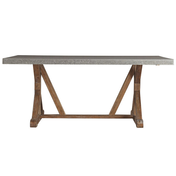 Ellary Rustic Pine Concrete-Topped Trestle Base Dining Table, image 2