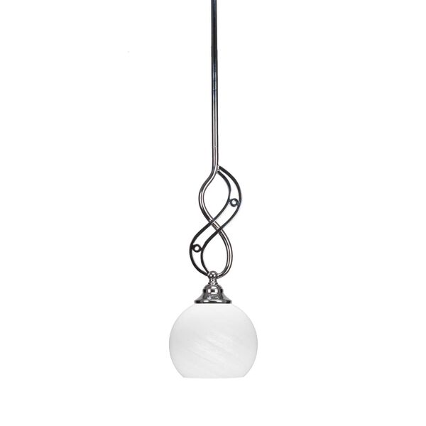Jazz Chrome One-Light Mini Pendant with Six-Inch Dome White Marble Glass, image 1