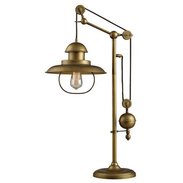 Farmhouse Antique Brass Table Lamp, image 1