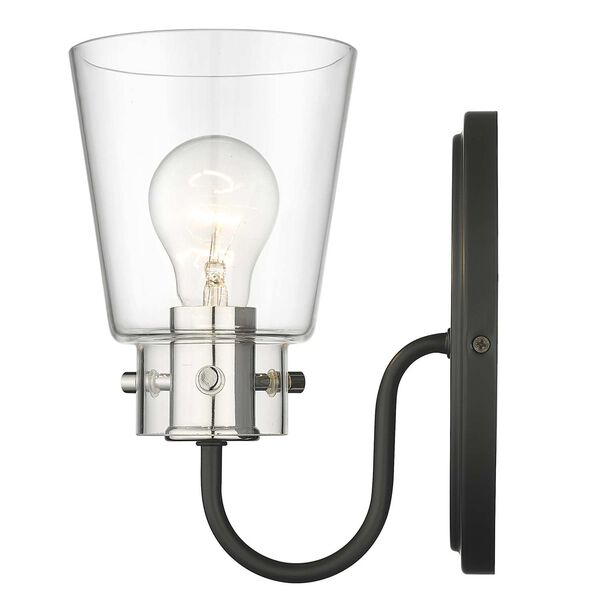 Bristow Matte Black and Polished Nickel One-Light Bath Sconce with Clear Glass, image 5
