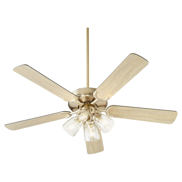 Virtue Aged Brass Four-Light 52-Inch Ceiling Fan with Clear Seeded Glass, image 3