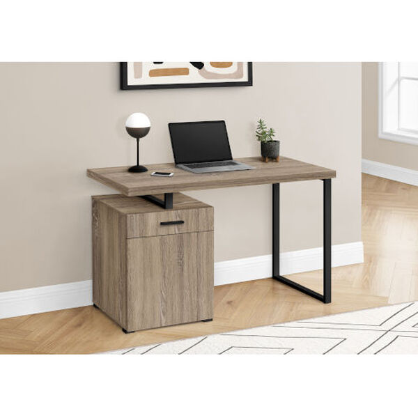Dark Taupe and Black Computer Desk with Storage Unit, image 2