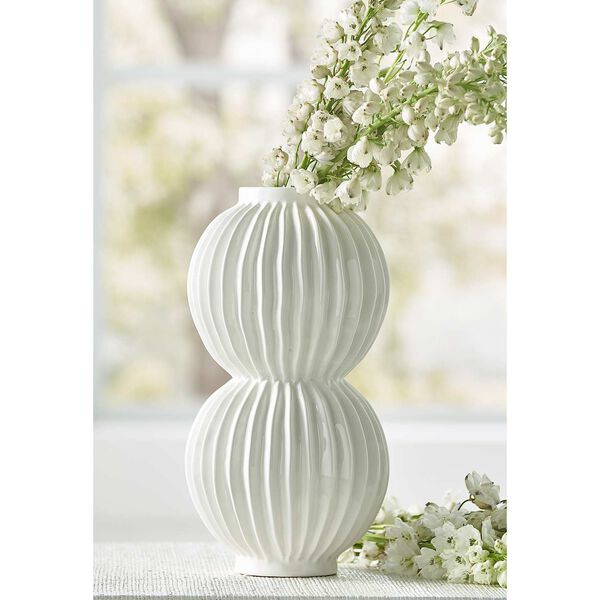 White Glaze Organic Disc Vase, image 6