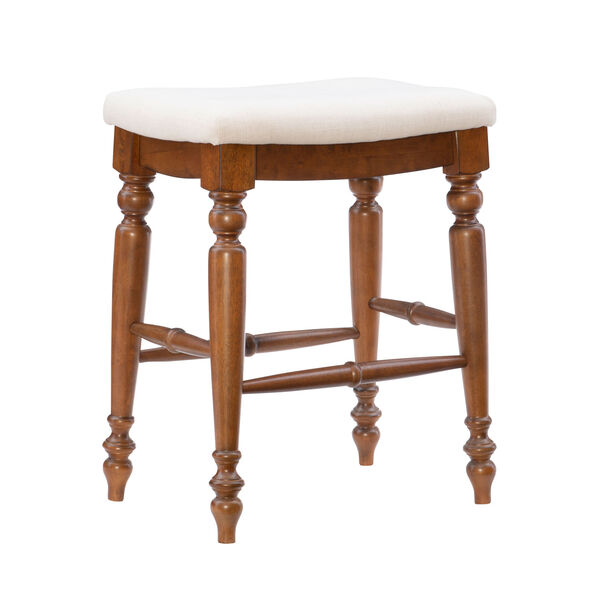 Lincoln Linen and Walnut Backless Counter Stool, image 1