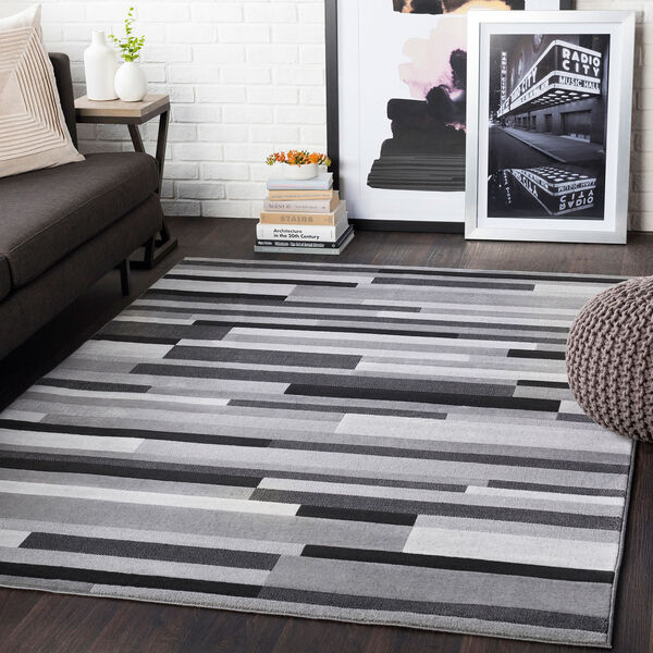 City Grey and Black Rectangular: 3 Ft. 11 In. x 5 Ft. 7 In. Rug, image 2