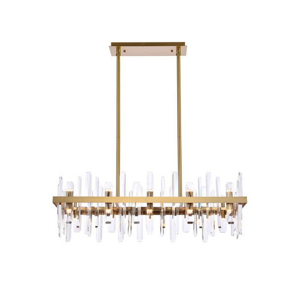 Serena Satin Gold and Clear 36-Inch Rectangle Chandelier, image 1