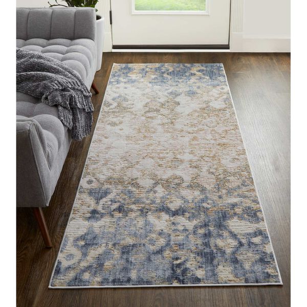 Laina Industrial Gradient Ombre Tan Ivory Blue Area Rug, image 2