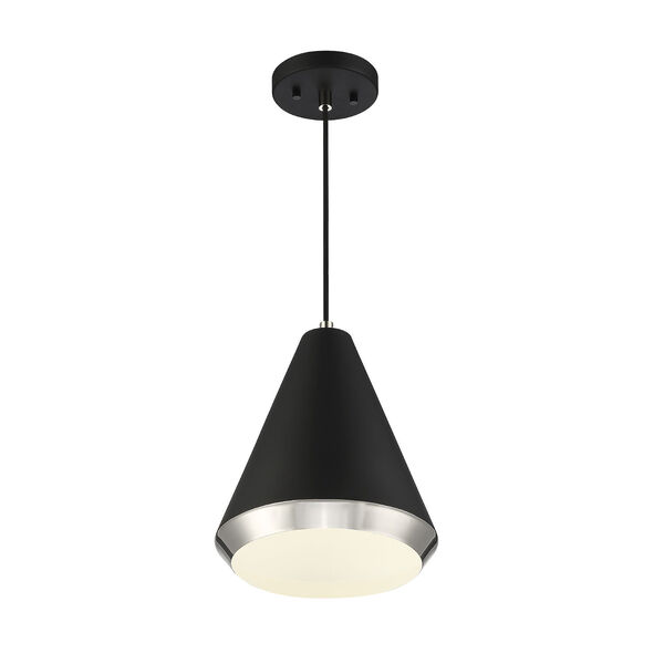 Chelsea Matte Black and Polished Nickel 10-inch One-Light Pendant, image 4
