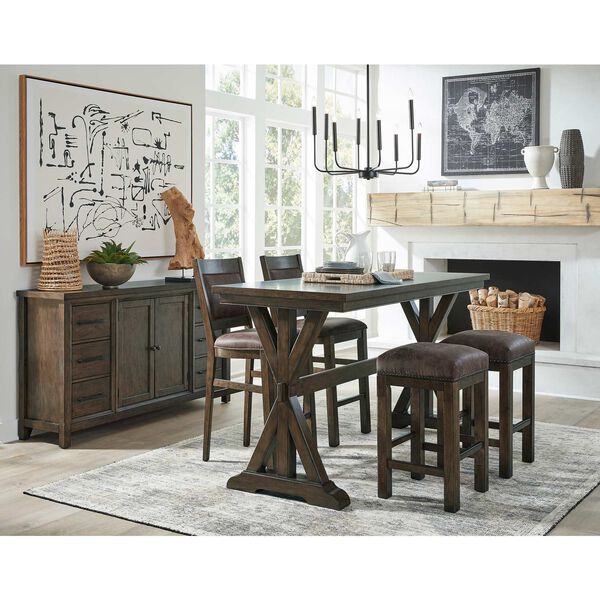 Denman Rich Brown Bar Height Trestle Table, image 2