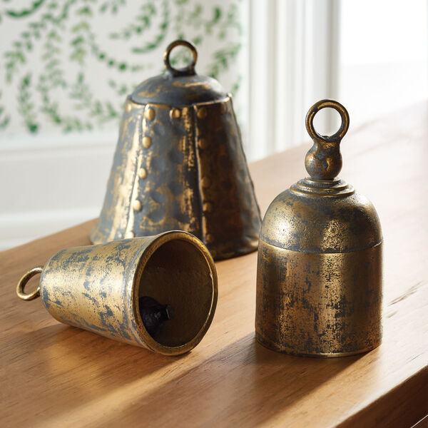 Antique Brass La Taverna Bells Decorative Objects, Set of Three, image 2