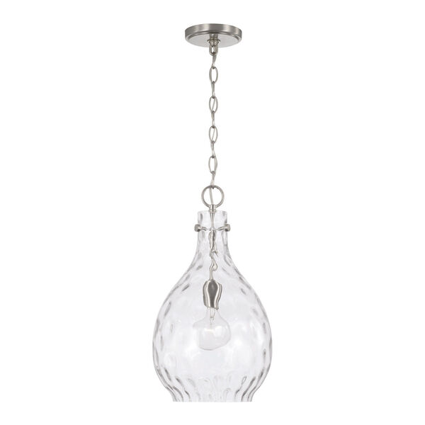 Brentwood Brushed Nickel One-Light Pendant with Clear Water Glass, image 1