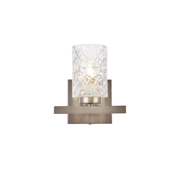 Cassie Satin Nickel and Clear Shade One-Light Bath Vanity, image 1
