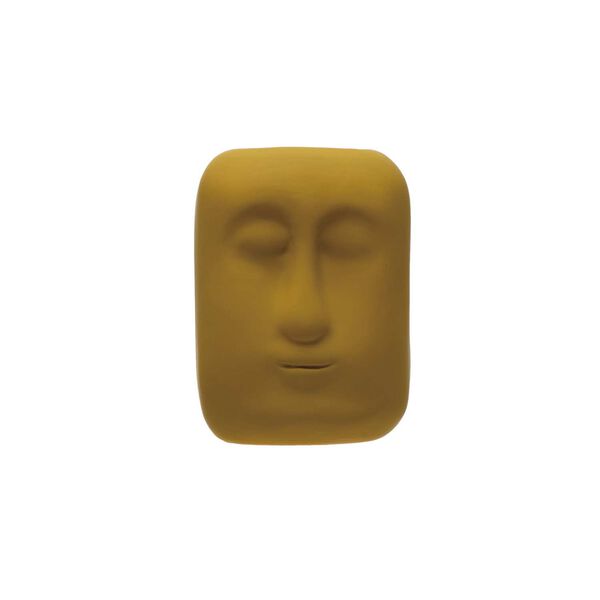 Yellow Stoneware Planter with Face, image 1