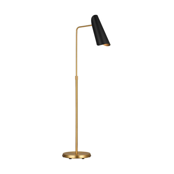 Tresa Burnished Brass LED Task Floor Lamp with Midnight Black Shade, image 4